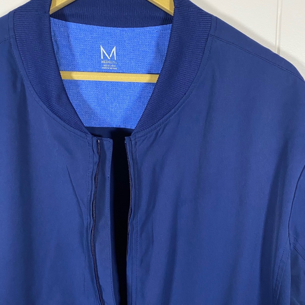 Medelita Element Scrub Jacket Blue XXL Full Zip Ribbed Collar Cuffs - Picture 7 of 16